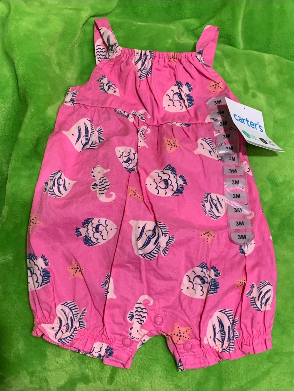 Carter's Hot Pink Fish & Seahorse Bubble Romper